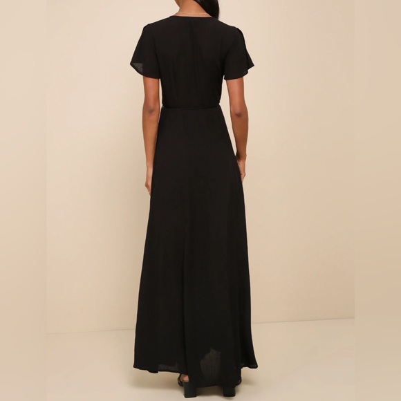 Lulus Heart of Marigold Black Wrap Maxi Dress Women’s Sz L - Picture 2 of 11